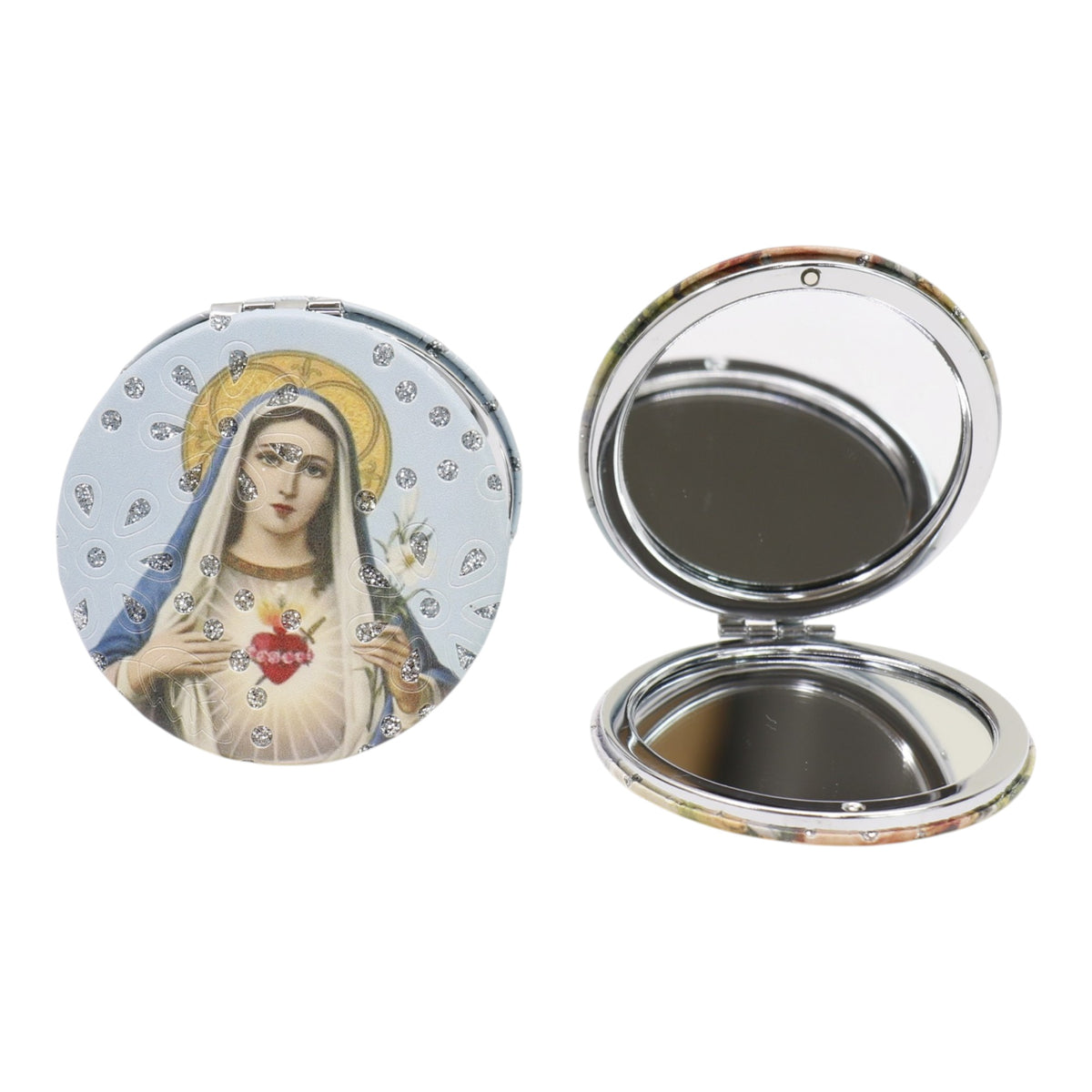 Religious Glitter Circular Compact Makeup Mirror JM6423-1 (12PC)