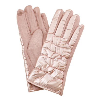 Women's Metallic Quilted Puffer Texting Gloves GL6830-16 (12PAIR)
