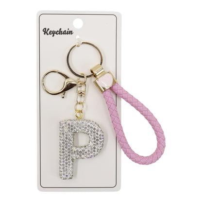 Rhinestone Alphabet Initial Letter Key Chain SS51011-40 (12PC)