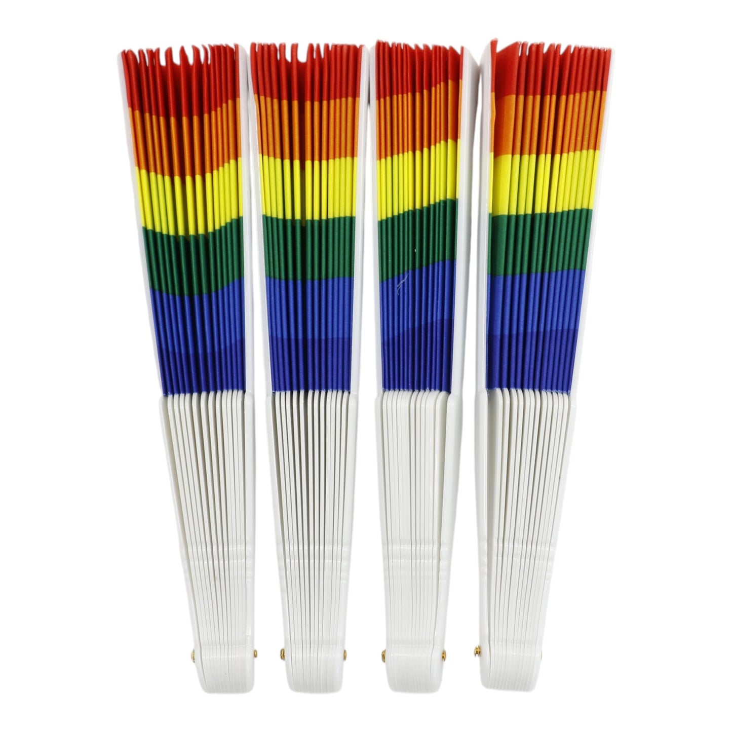 Rainbow Pride White Frame Hand Held Folding Fan FS057! (12PC)