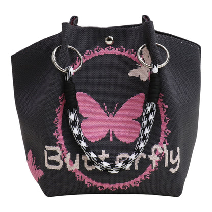 Butterfly Pattern Knitted Tote Bag SS51116-39 (3PC)