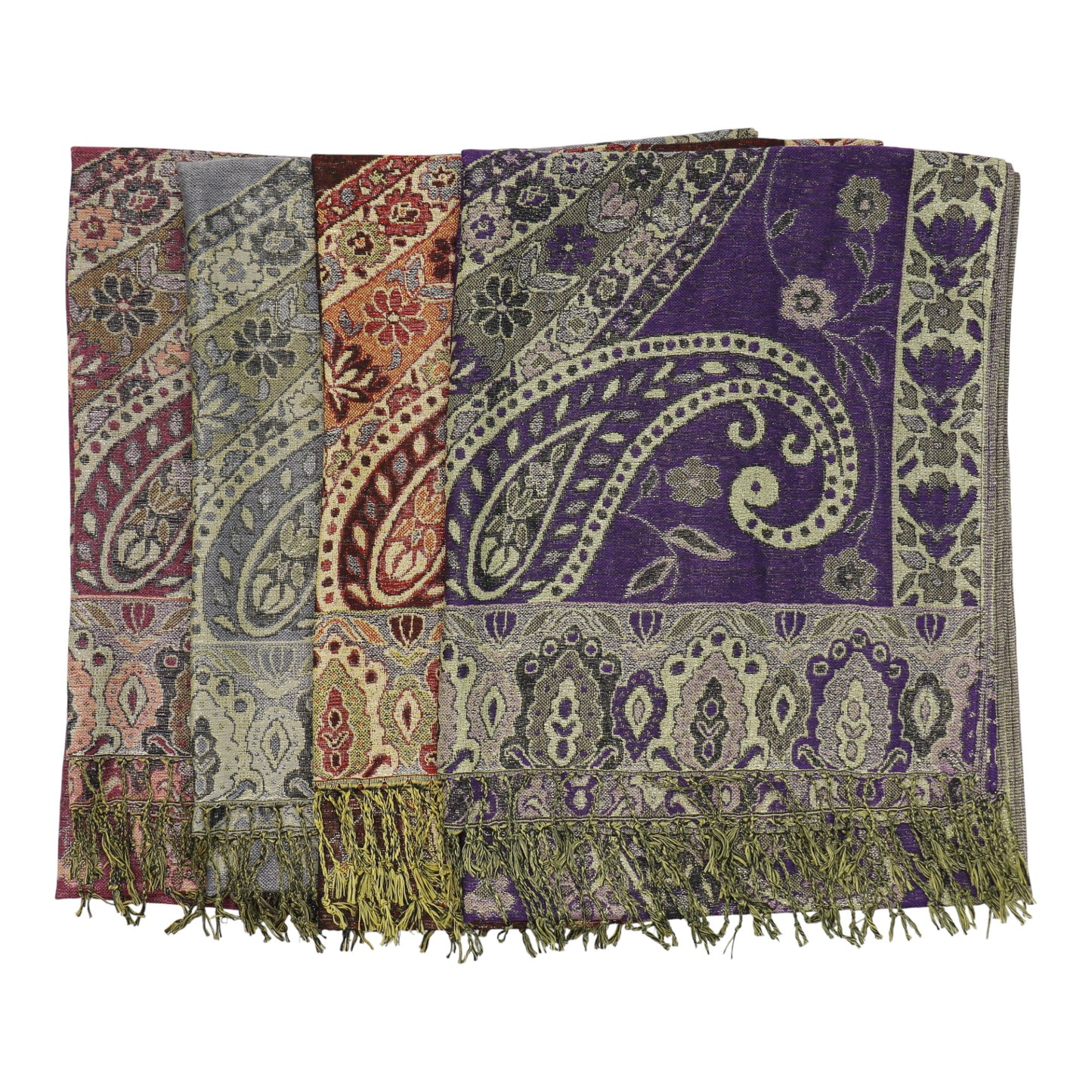 Metallic Pashmina Paisley Pattern SCF3719-30. (12PC)