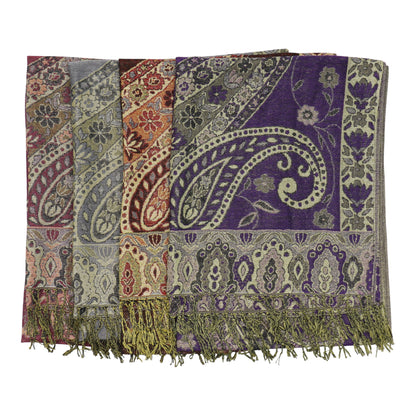 Metallic Pashmina Paisley Pattern SCF3719-30. (12PC)