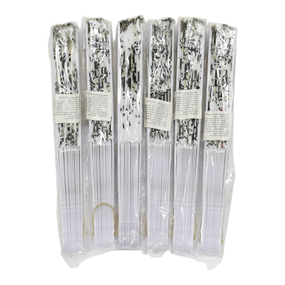 Black Floral Gold Glitter White Frame Hand Held Folding Fan JF6323-3. (12PC)