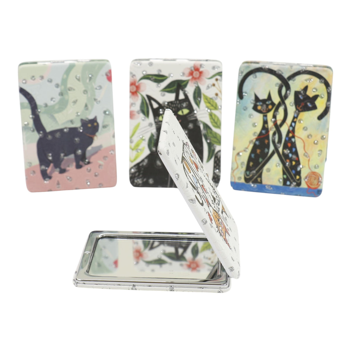 Cat Cartoon Rectangular Glitter Compact Makeup Mirror JM6423-30 (12PC)