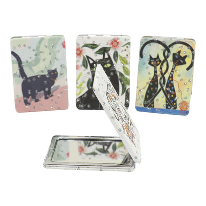 Cat Cartoon Rectangular Glitter Compact Makeup Mirror JM6423-30 (12PC)