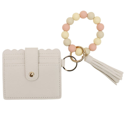 Silicone Bracelet with Multi Color Leather Wallet Tassel JB6126-18 (12PC)