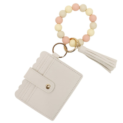 Silicone Bracelet with Multi Color Leather Wallet Tassel JB6126-18 (12PC)