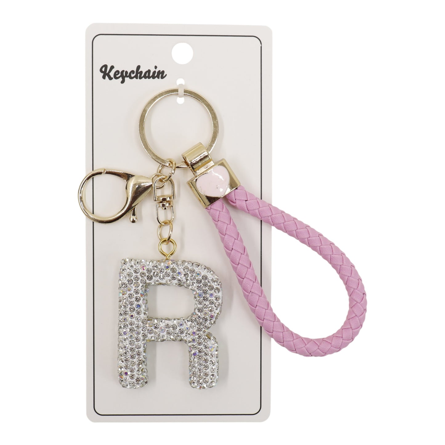 Rhinestone Alphabet Initial Letter Key Chain SS51011-40 (12PC)