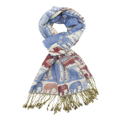 Metallic Pashmina Elephant Pattern SCF5923-1 (12pc)