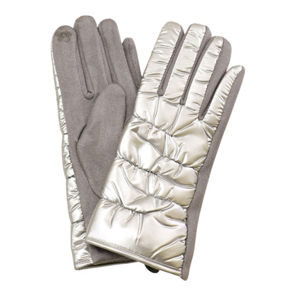Women's Metallic Quilted Puffer Texting Gloves GL6830-16 (12PAIR)