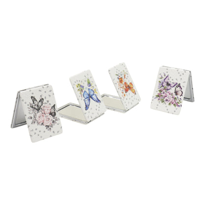 Butterfly Floral Rectangular Glitter Compact Makeup Mirror JM6423-16 (12PC)