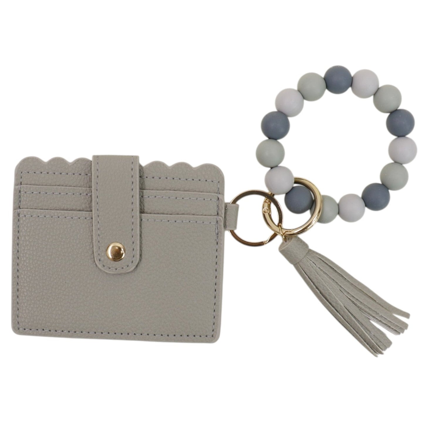 Silicone Bracelet with Multi Color Leather Wallet Tassel JB6126-18 (12PC)