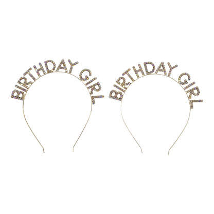 Iron Alloy Rhinestone Birthday Girl Headband HB089 (12PC)