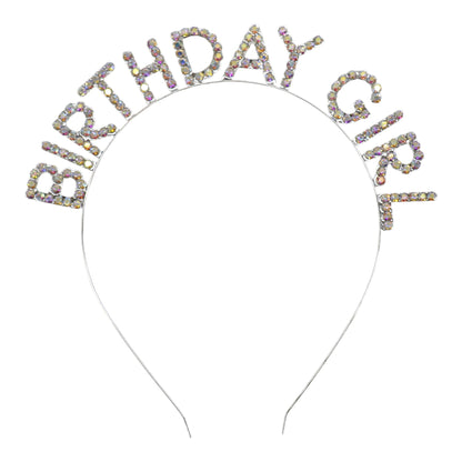 Iron Alloy Rhinestone Birthday Girl Headband HB089 (12PC)