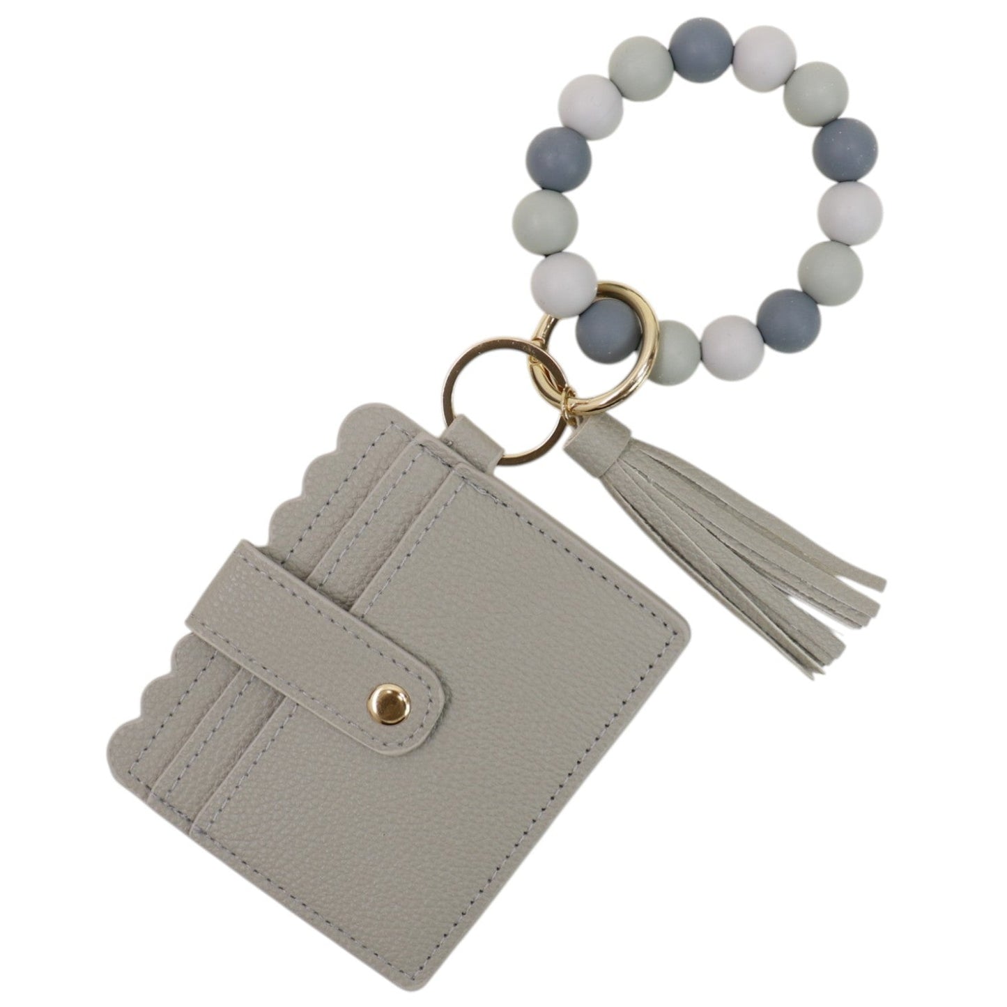 Silicone Bracelet with Multi Color Leather Wallet Tassel JB6126-18 (12PC)