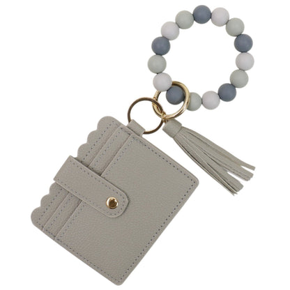 Silicone Bracelet with Multi Color Leather Wallet Tassel JB6126-18 (12PC)
