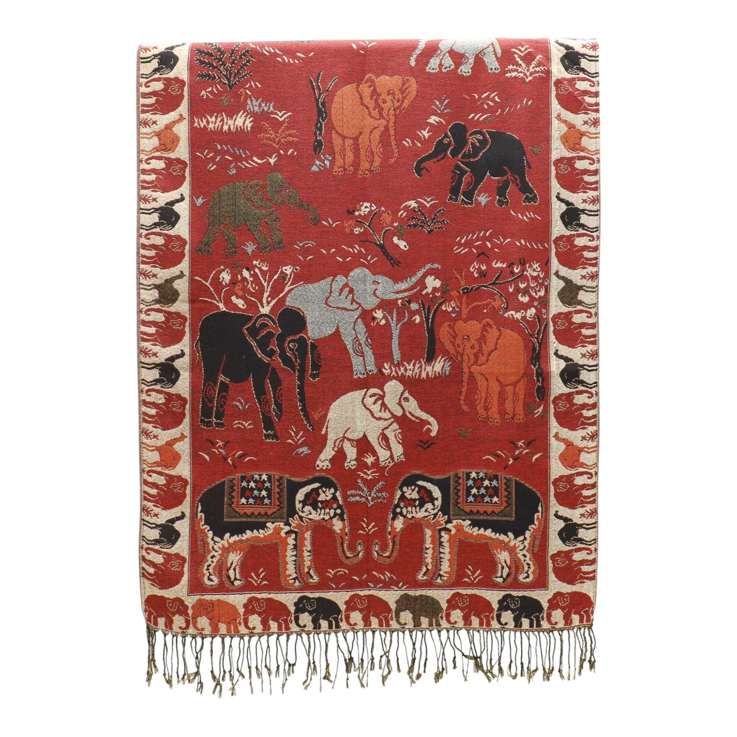 Metallic Pashmina Elephant Pattern SCF5923-1 (12pc)