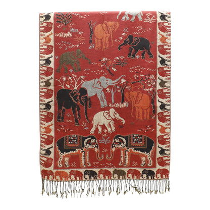 Metallic Pashmina Elephant Pattern SCF5923-1 (12pc)