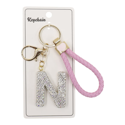 Rhinestone Alphabet Initial Letter Key Chain SS51011-40 (12PC)