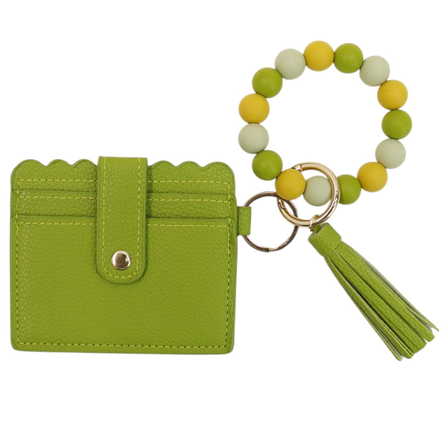 Silicone Bracelet with Multi Color Leather Wallet Tassel JB6126-18 (12PC)