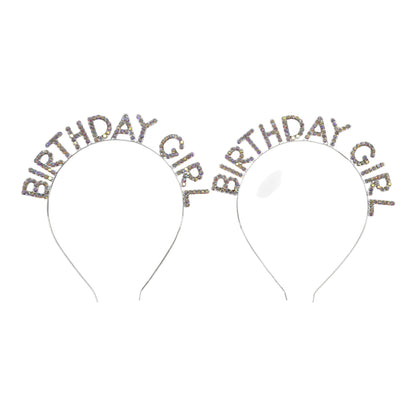 Iron Alloy Rhinestone Birthday Girl Headband HB089 (12PC)