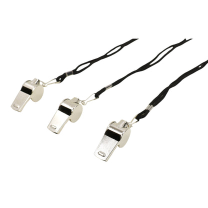 Stainless Steel Metal Referee Whistle With Lanyard JM6122-1 (12PC)