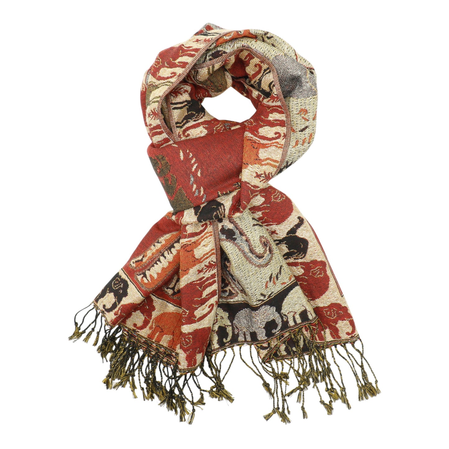 Metallic Pashmina Elephant Pattern SCF5923-1 (12pc)