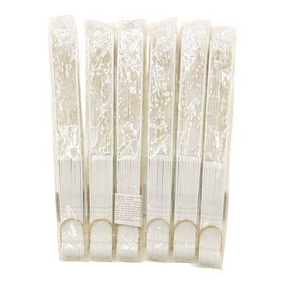 White Lace Transparent Gold Glitter Flora Hand Held Folding Fan JF6804-30A (12PC)