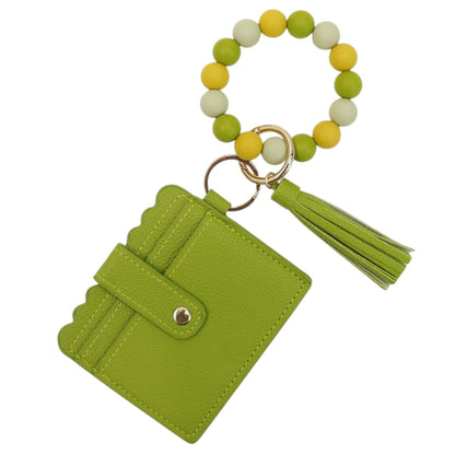 Silicone Bracelet with Multi Color Leather Wallet Tassel JB6126-18 (12PC)