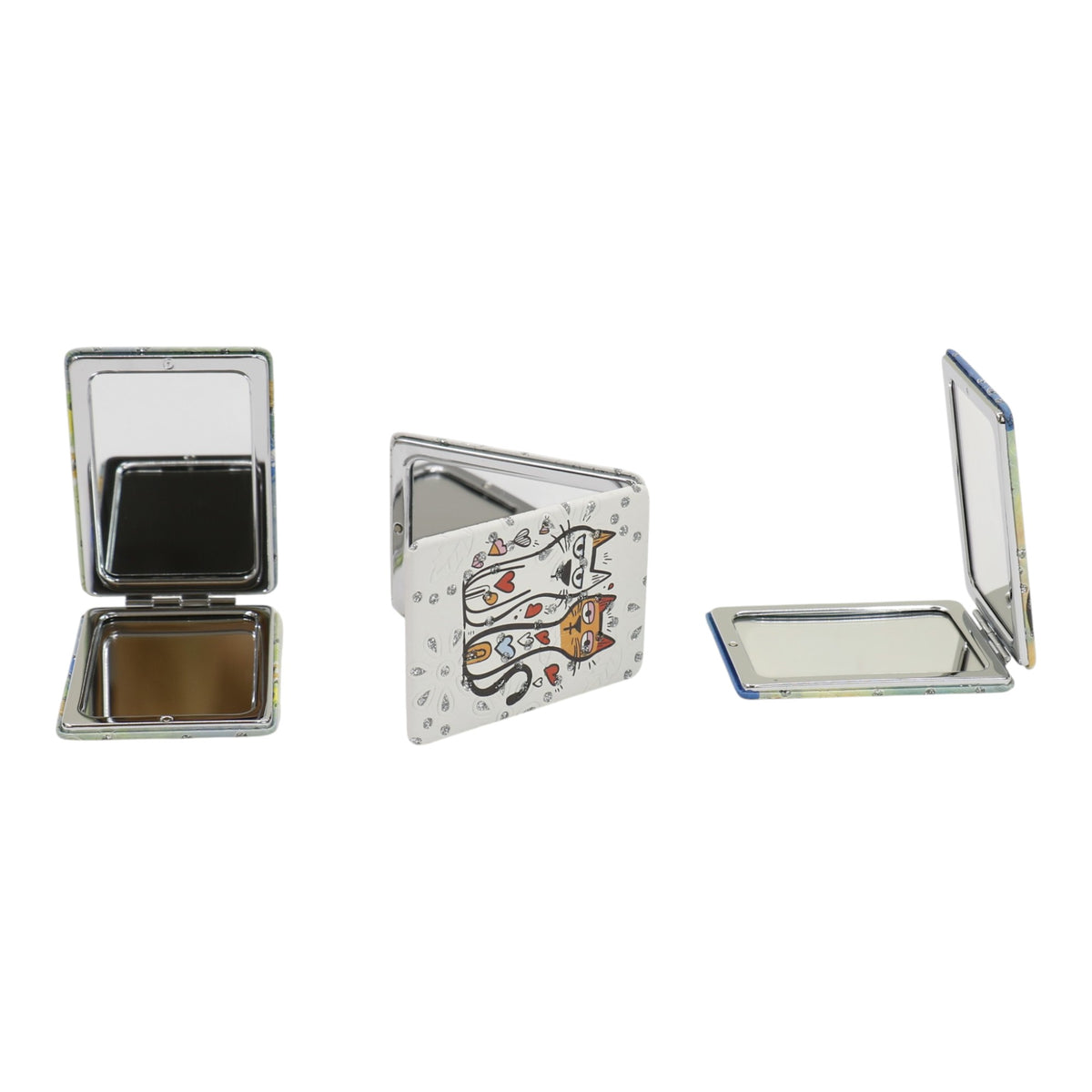 Cat Cartoon Rectangular Glitter Compact Makeup Mirror JM6423-30 (12PC)