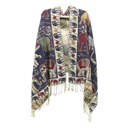 Metallic Pashmina Elephant Pattern SCF5923-1 (12pc)