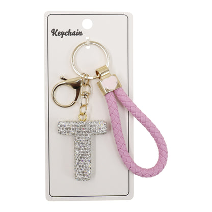 Rhinestone Alphabet Initial Letter Key Chain SS51011-40 (12PC)