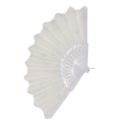 Silver Floral Glitter Hand Held Folding Fan JF6323-7 (12PC)