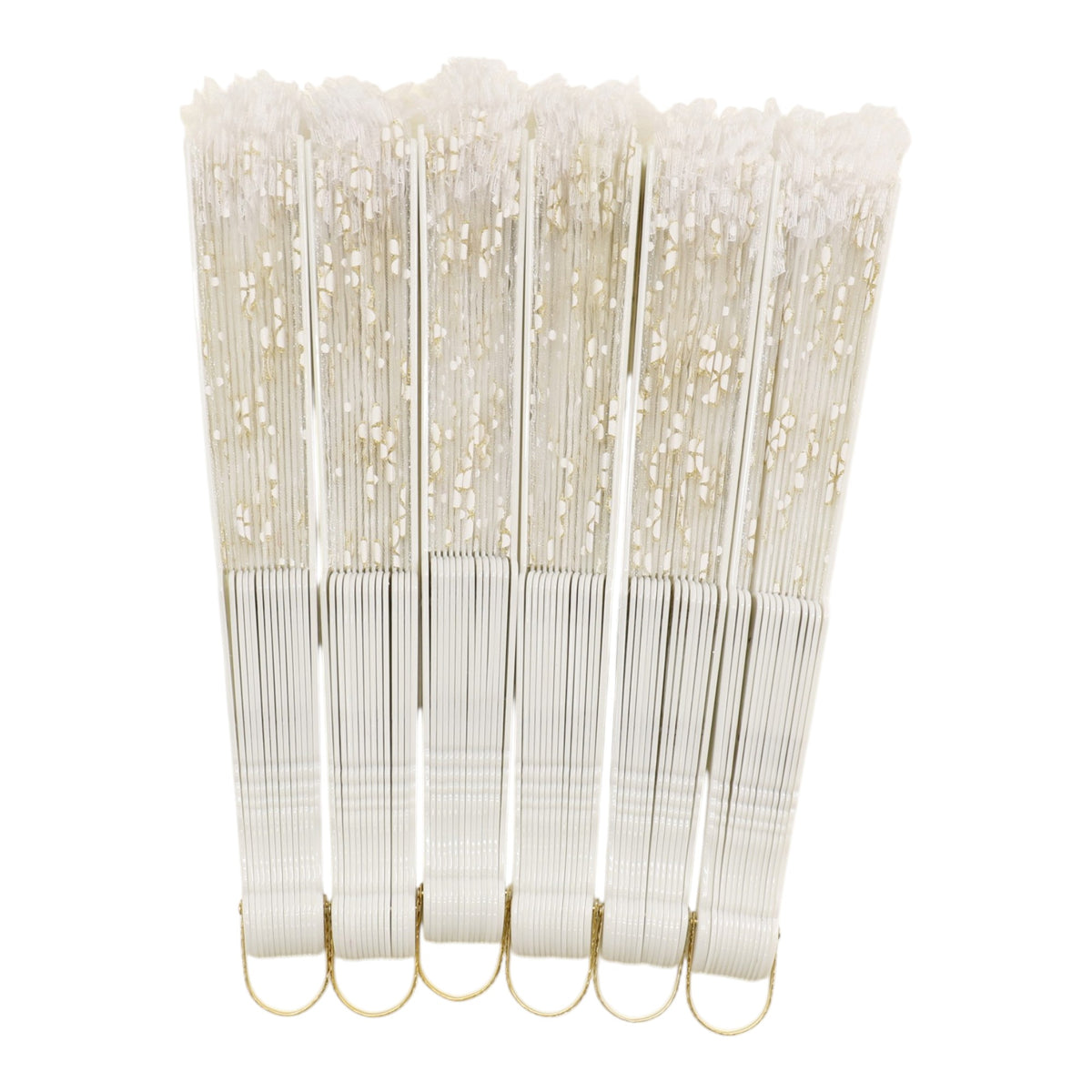 White Lace Transparent Gold Glitter Flora Hand Held Folding Fan JF6804-30A (12PC)