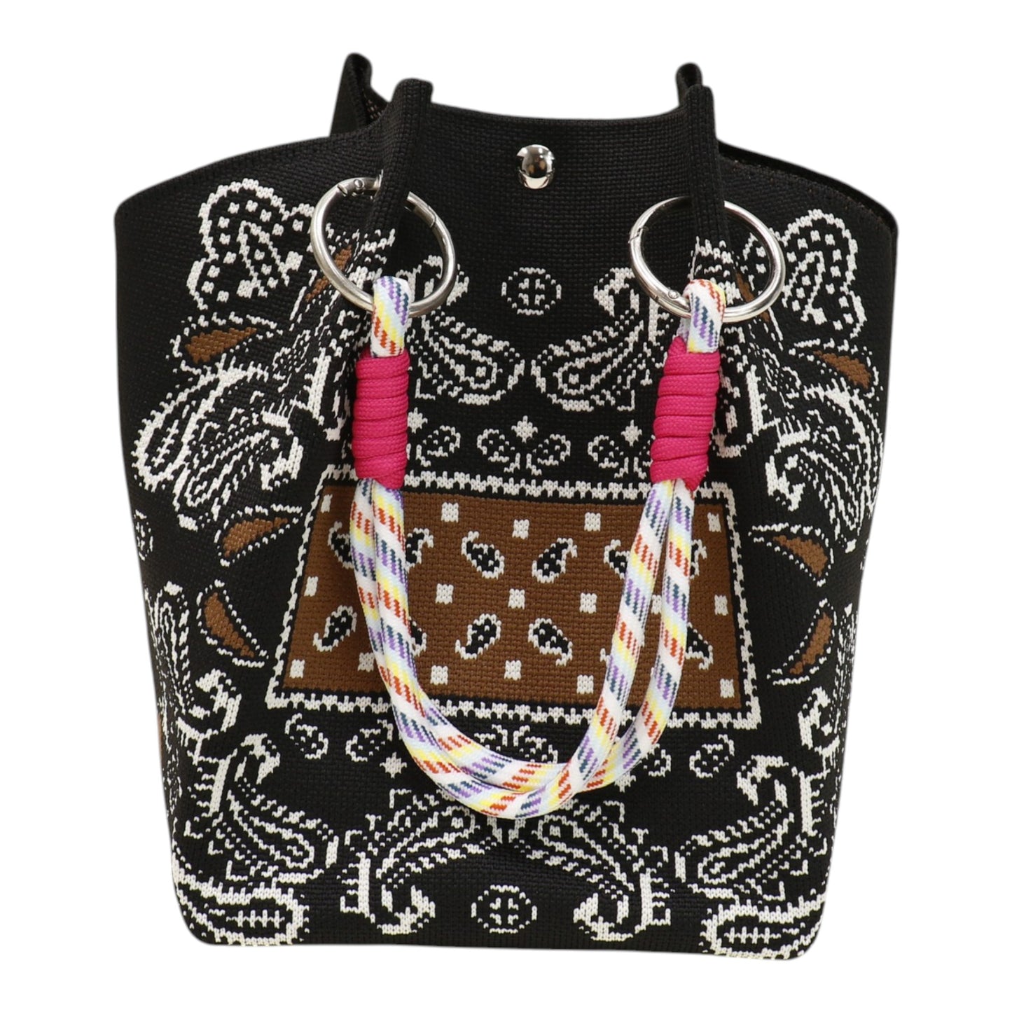 Bandana Pattern Knitted Tote Bag JB6122-7 (12PC)