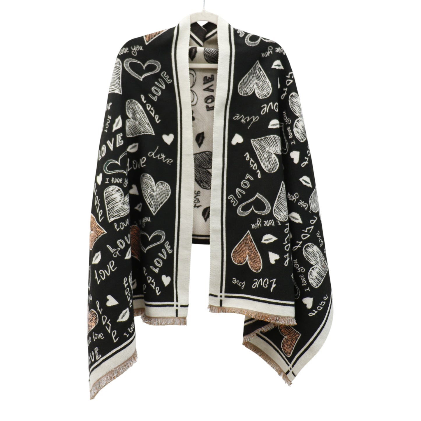 Cashmere Feel Winter Reversible Love N Heart Pattern Scarves SCF4827-23 (12PC)