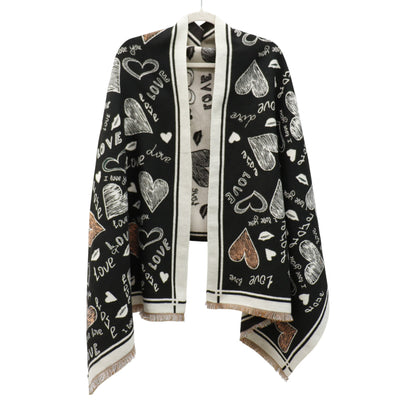 Cashmere Feel Winter Reversible Love N Heart Pattern Scarves SCF4827-23 (12PC)