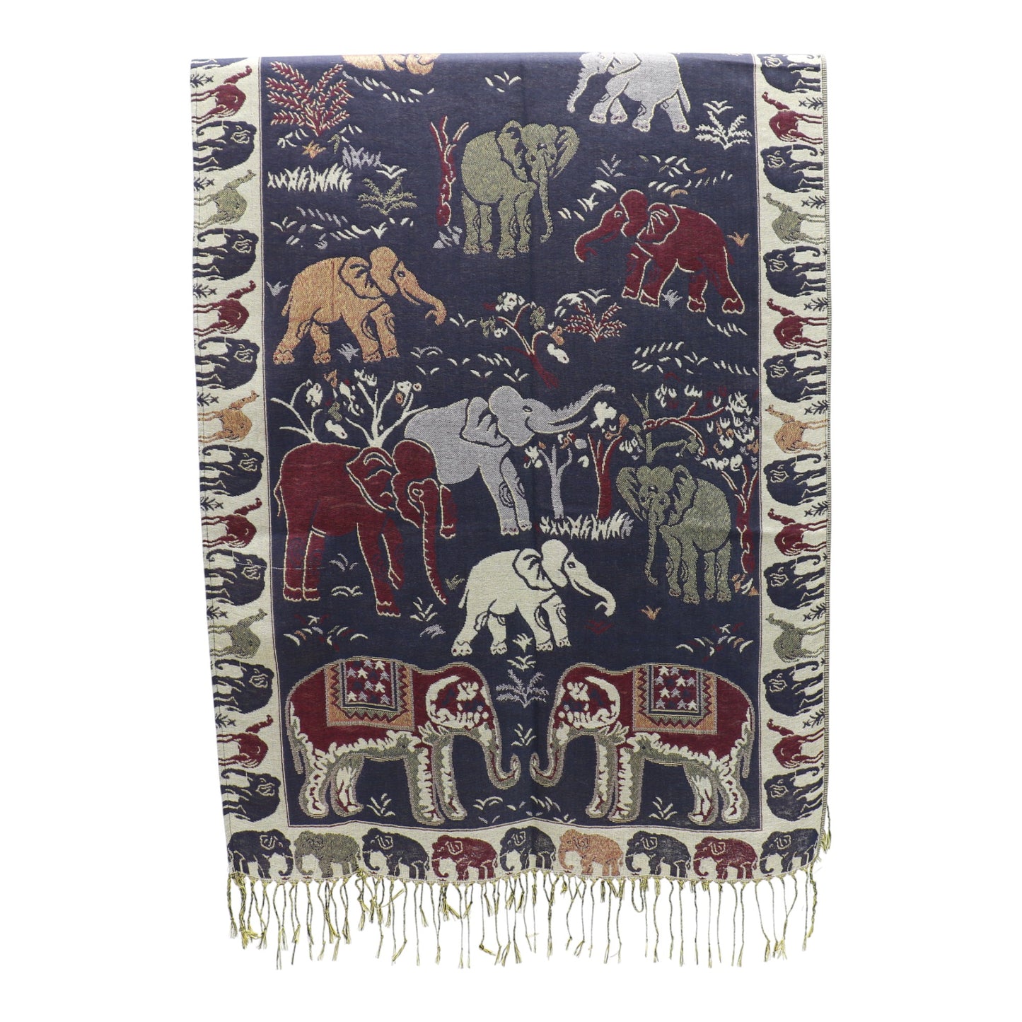 Metallic Pashmina Elephant Pattern SCF5923-1 (12pc)