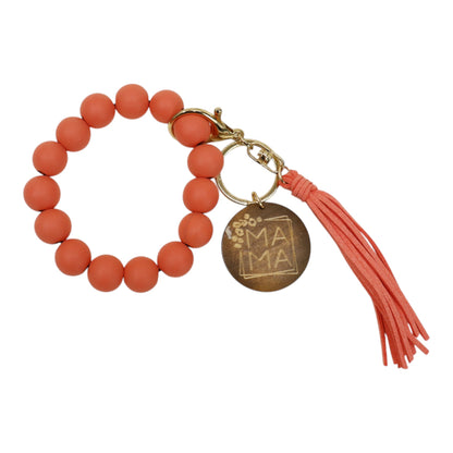 Multi Color Beaded Keychain Bracelet With Tassel JK6226-2. (12PC)