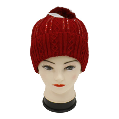 Pom Pom Rhinestone Decor Beanie H20-42. (12PC)