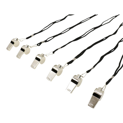 Stainless Steel Metal Referee Whistle With Lanyard JM6122-1 (12PC)