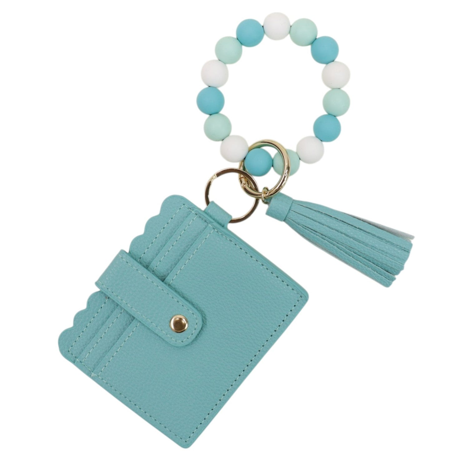 Silicone Bracelet with Multi Color Leather Wallet Tassel JB6126-18 (12PC)