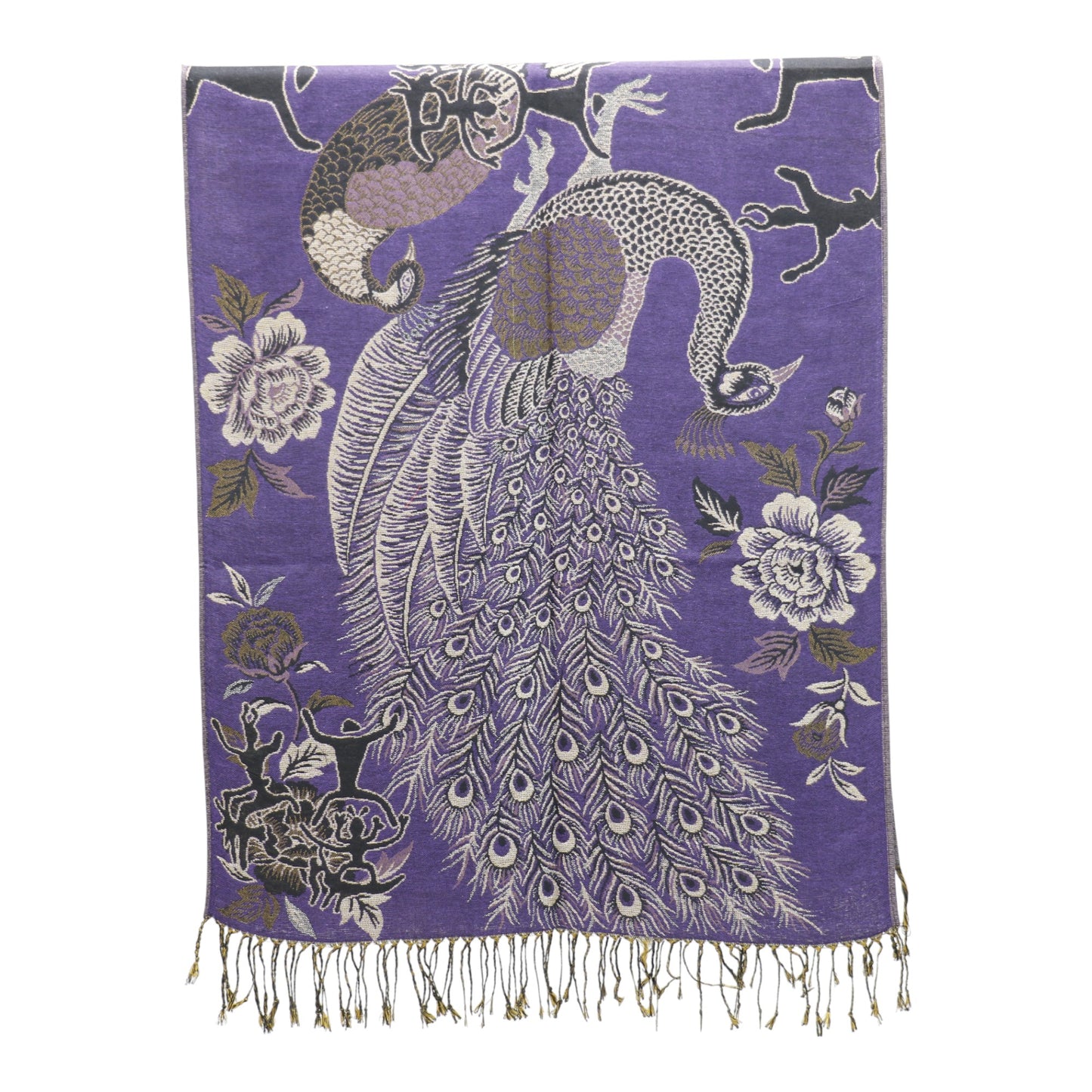 Metallic Pashmina Peacock  SCF4815-14.. (12PC)