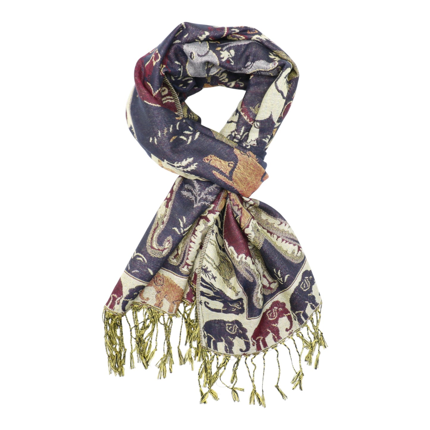 Metallic Pashmina Elephant Pattern SCF5923-1 (12pc)