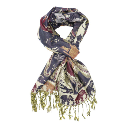 Metallic Pashmina Elephant Pattern SCF5923-1 (12pc)