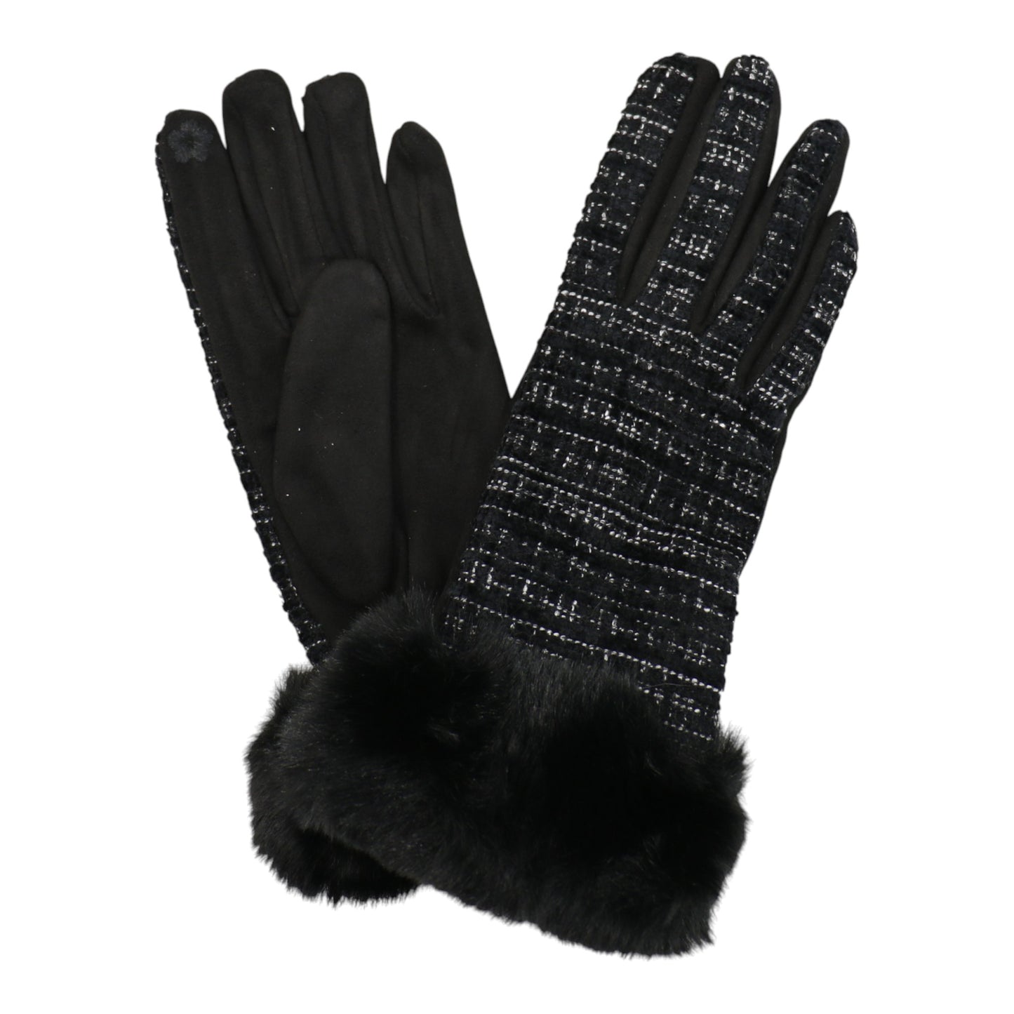 Women's Fur Check Pattern Touch Screen Gloves GL184.. (12PAIR)