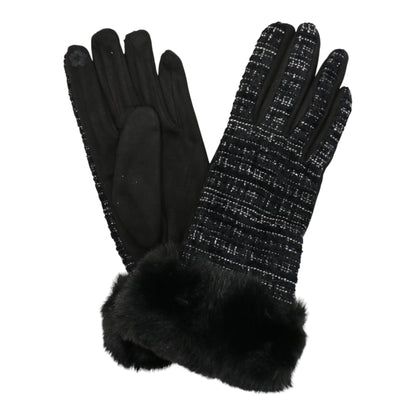 Women's Fur Check Pattern Touch Screen Gloves GL184.. (12PAIR)