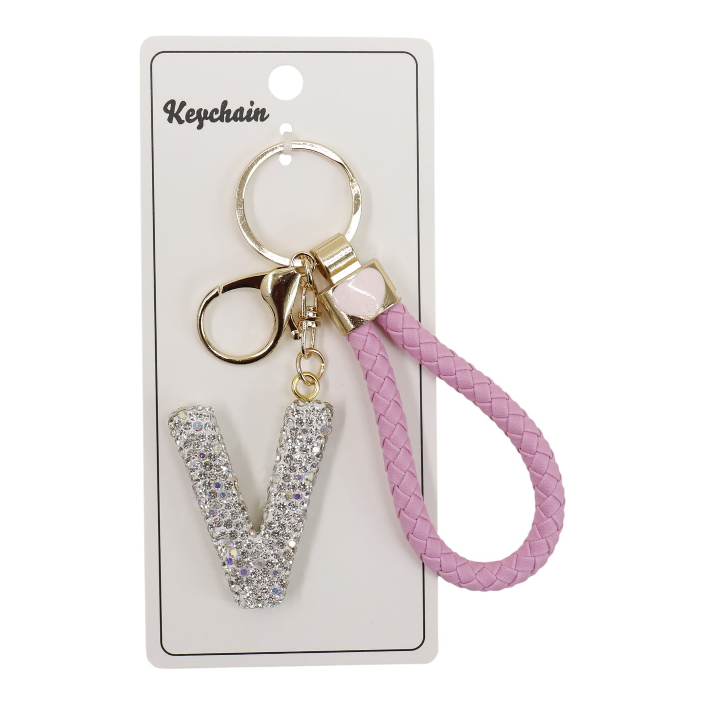 Rhinestone Alphabet Initial Letter Key Chain SS51011-40 (12PC)