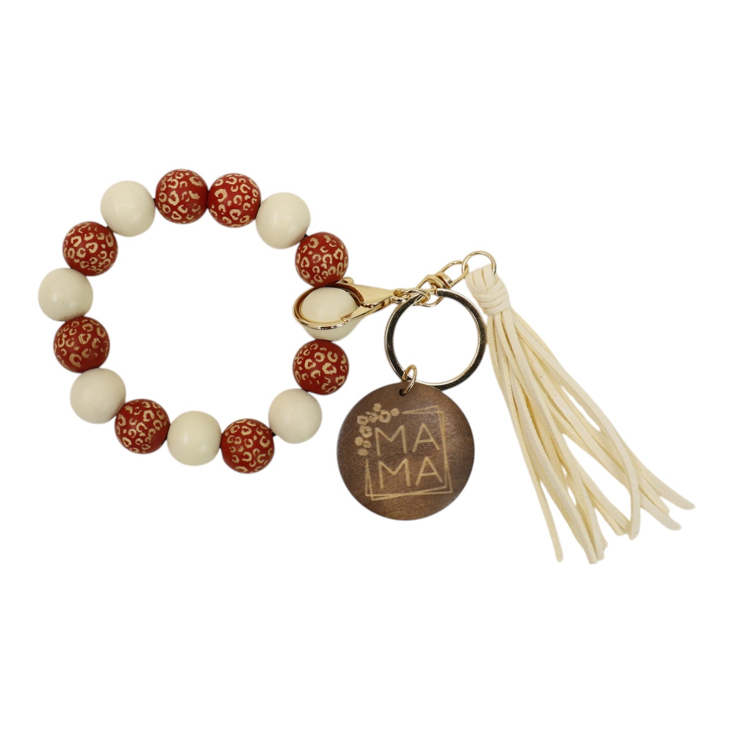 Multi Color Beaded Keychain Bracelet With Tassel JK6226-2. (12PC)